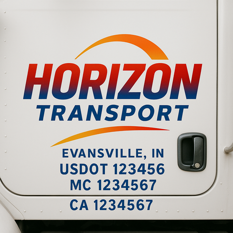Custom Designed USDOT Truck Door Decal Lettering Signs For Semi-Trucks & Work Trucks (Set of 2)