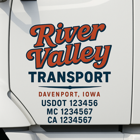 Custom Designed USDOT Truck Door Decal Lettering Signs For Semi-Trucks & Work Trucks (Set of 2)