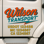 Custom Designed USDOT Truck Door Decal Lettering Signs For Semi-Trucks & Work Trucks (Set of 2)