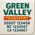 Custom Designed USDOT Truck Door Decal Lettering Signs For Semi-Trucks & Work Trucks (Set of 2)