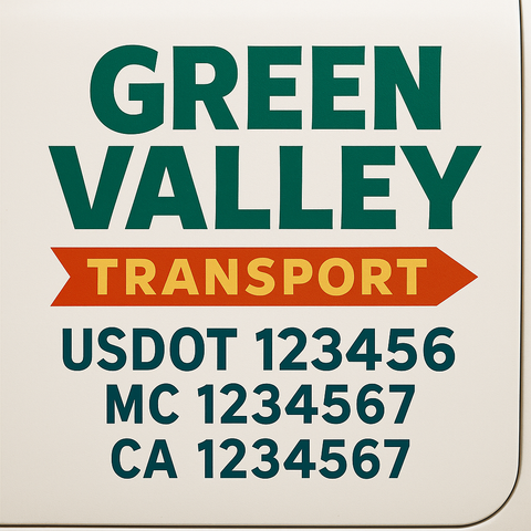 Custom Designed USDOT Truck Door Decal Lettering Signs For Semi-Trucks & Work Trucks (Set of 2)