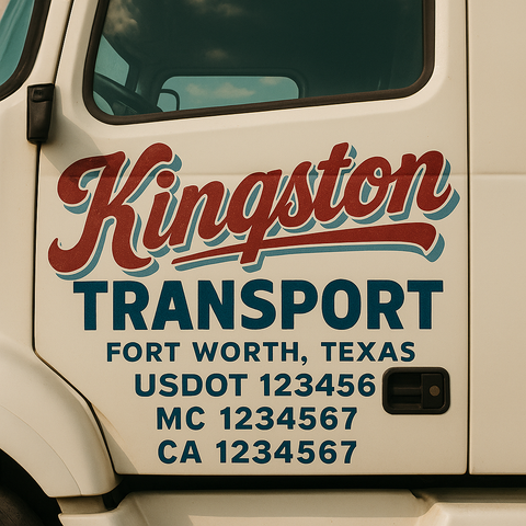 Custom Designed USDOT Truck Door Decal Lettering Signs For Semi-Trucks & Work Trucks (Set of 2)
