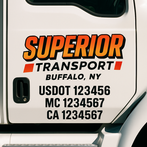 Custom Designed USDOT Truck Door Decal Lettering Signs For Semi-Trucks & Work Trucks (Set of 2)