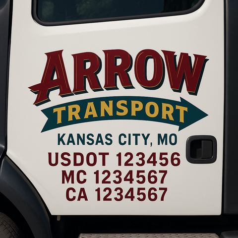 Custom Designed USDOT Truck Door Decal Lettering Signs For Semi-Trucks & Work Trucks (Set of 2)