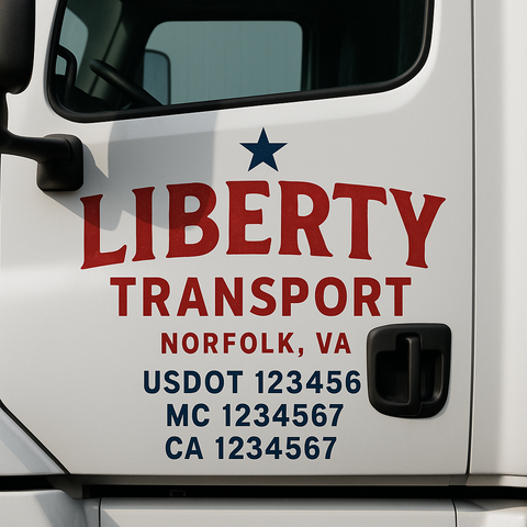 Custom Designed USDOT Truck Door Decal Lettering Signs For Semi-Trucks & Work Trucks (Set of 2)