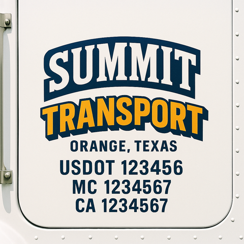 Custom Designed USDOT Truck Door Decal Lettering Signs For Semi-Trucks & Work Trucks (Set of 2)
