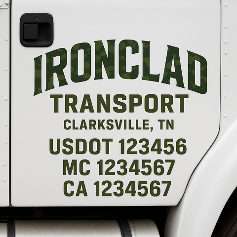 Custom Designed USDOT Truck Door Decal Lettering Signs For Semi-Trucks & Work Trucks (Set of 2)