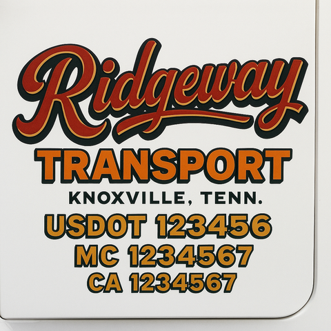 Custom Designed USDOT Truck Door Decal Lettering Signs For Semi-Trucks & Work Trucks (Set of 2)