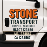 Custom Designed USDOT Truck Door Decal Lettering Signs For Semi-Trucks & Work Trucks (Set of 2)