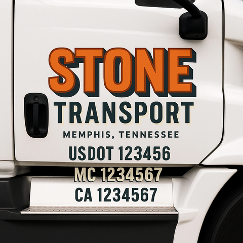 Custom Designed USDOT Truck Door Decal Lettering Signs For Semi-Trucks & Work Trucks (Set of 2)