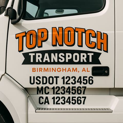 Custom Designed USDOT Truck Door Decal Lettering Signs For Semi-Trucks & Work Trucks (Set of 2)