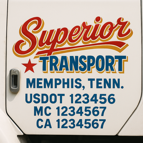 Custom Designed USDOT Truck Door Decal Lettering Signs For Semi-Trucks & Work Trucks (Set of 2)