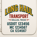 Custom Designed USDOT Truck Door Decal Lettering Signs For Semi-Trucks & Work Trucks (Set of 2)