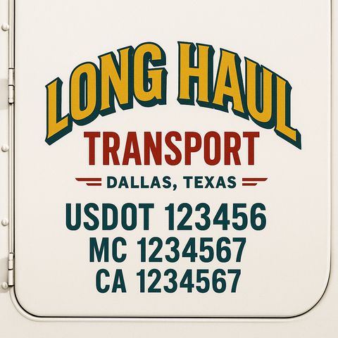 Custom Designed USDOT Truck Door Decal Lettering Signs For Semi-Trucks & Work Trucks (Set of 2)