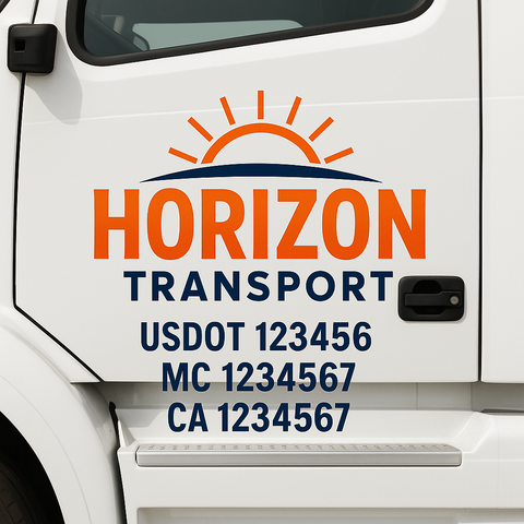 Custom Designed USDOT Truck Door Decal Lettering Signs For Semi-Trucks & Work Trucks (Set of 2)