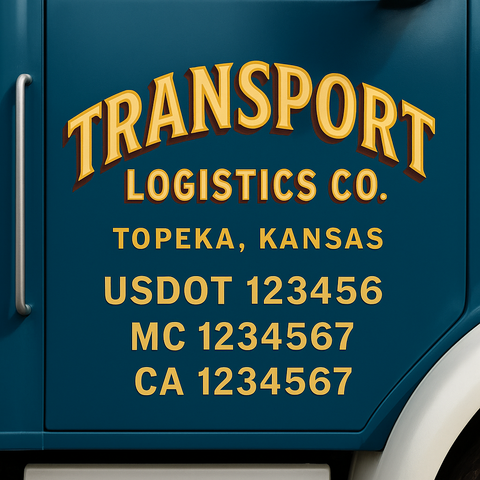 Custom Designed USDOT Truck Door Decal Lettering Signs For Semi-Trucks & Work Trucks (Set of 2)
