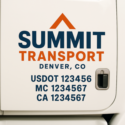 Custom Designed USDOT Truck Door Decal Lettering Signs For Semi-Trucks & Work Trucks (Set of 2)