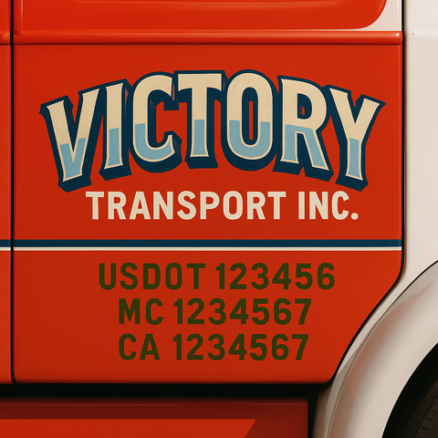 Custom Designed USDOT Truck Door Decal Lettering Signs For Semi-Trucks & Work Trucks (Set of 2)