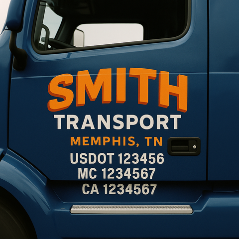 Custom Designed USDOT Truck Door Decal Lettering Signs For Semi-Trucks & Work Trucks (Set of 2)
