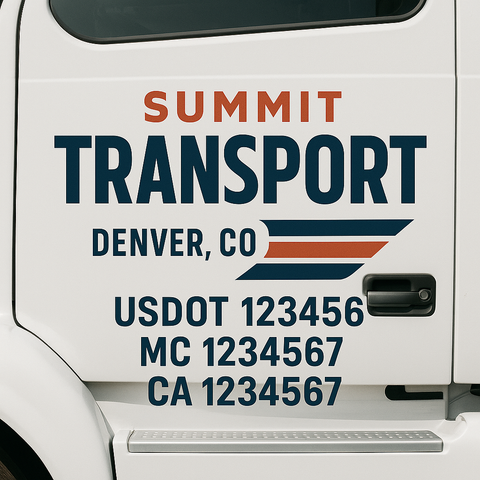 Custom Designed USDOT Truck Door Decal Lettering Signs For Semi-Trucks & Work Trucks (Set of 2)