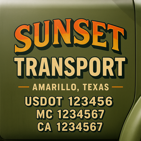 Custom Designed USDOT Truck Door Decal Lettering Signs For Semi-Trucks & Work Trucks (Set of 2)