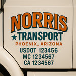 Custom Designed USDOT Truck Door Decal Lettering Signs For Semi-Trucks & Work Trucks (Set of 2)