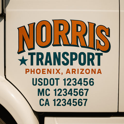 Custom Designed USDOT Truck Door Decal Lettering Signs For Semi-Trucks & Work Trucks (Set of 2)