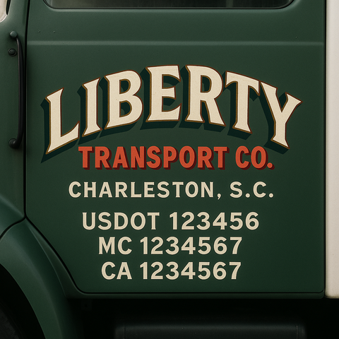 Custom Designed USDOT Truck Door Decal Lettering Signs For Semi-Trucks & Work Trucks (Set of 2)