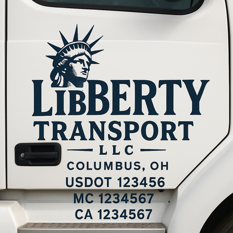 Custom Designed USDOT Truck Door Decal Lettering Signs For Semi-Trucks & Work Trucks (Set of 2)