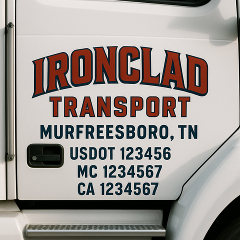 Custom Designed USDOT Truck Door Decal Lettering Signs For Semi-Trucks & Work Trucks (Set of 2)