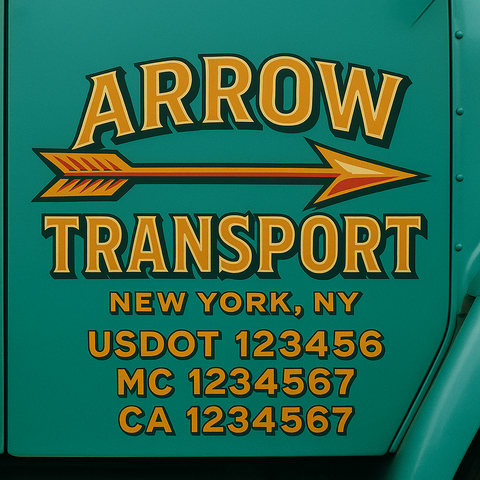 Custom Designed USDOT Truck Door Decal Lettering Signs For Semi-Trucks & Work Trucks (Set of 2)