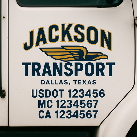 Custom Designed USDOT Truck Door Decal Lettering Signs For Semi-Trucks & Work Trucks (Set of 2)