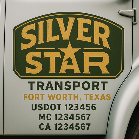 Custom Designed USDOT Truck Door Decal Lettering Signs For Semi-Trucks & Work Trucks (Set of 2)