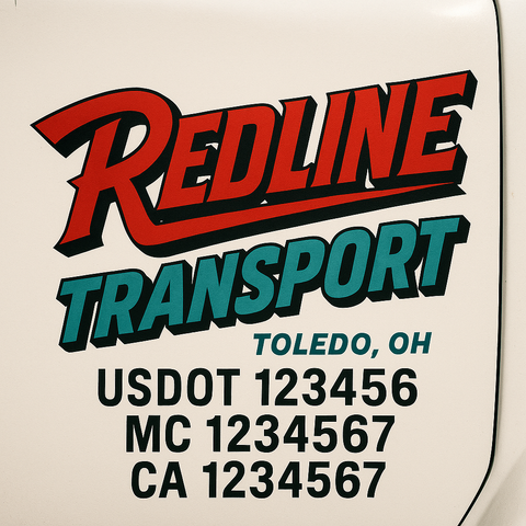 Custom Designed USDOT Truck Door Decal Lettering Signs For Semi-Trucks & Work Trucks (Set of 2)