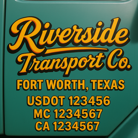 Custom Designed USDOT Truck Door Decal Lettering Signs For Semi-Trucks & Work Trucks (Set of 2)