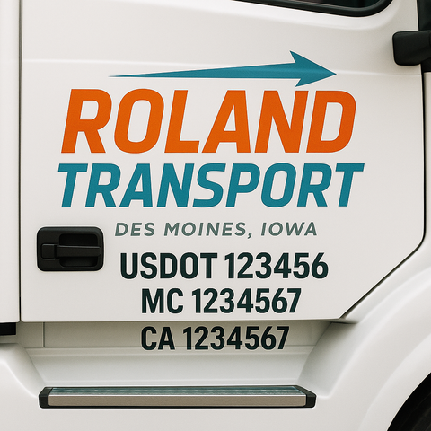 Custom Designed USDOT Truck Door Decal Lettering Signs For Semi-Trucks & Work Trucks (Set of 2)