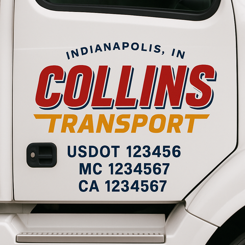 Custom Designed USDOT Truck Door Decal Lettering Signs For Semi-Trucks & Work Trucks (Set of 2)