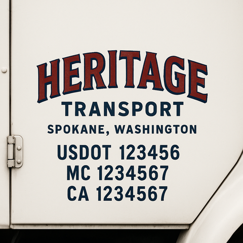 Custom Designed USDOT Truck Door Decal Lettering Signs For Semi-Trucks & Work Trucks (Set of 2)