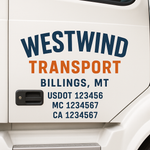 Custom Designed USDOT Truck Door Decal Lettering Signs For Semi-Trucks & Work Trucks (Set of 2)
