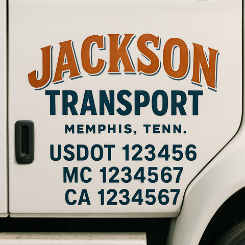 Custom Designed USDOT Truck Door Decal Lettering Signs For Semi-Trucks & Work Trucks (Set of 2)