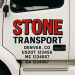 Custom Designed USDOT Truck Door Decal Lettering Signs For Semi-Trucks & Work Trucks (Set of 2)