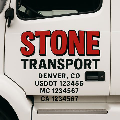 Custom Designed USDOT Truck Door Decal Lettering Signs For Semi-Trucks & Work Trucks (Set of 2)