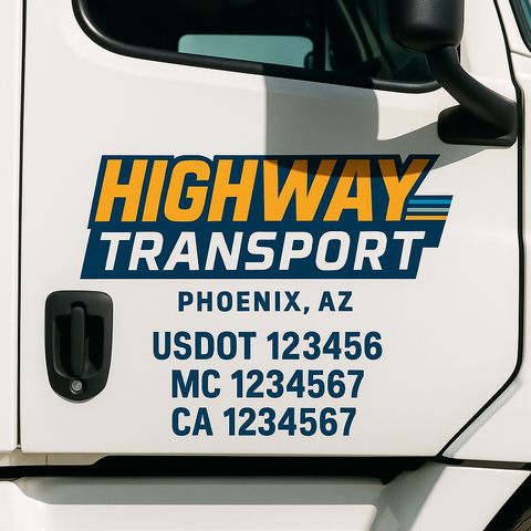 Custom Designed USDOT Truck Door Decal Lettering Signs For Semi-Trucks & Work Trucks (Set of 2)