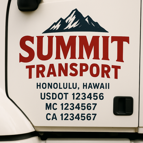 Custom Designed USDOT Truck Door Decal Lettering Signs For Semi-Trucks & Work Trucks (Set of 2)