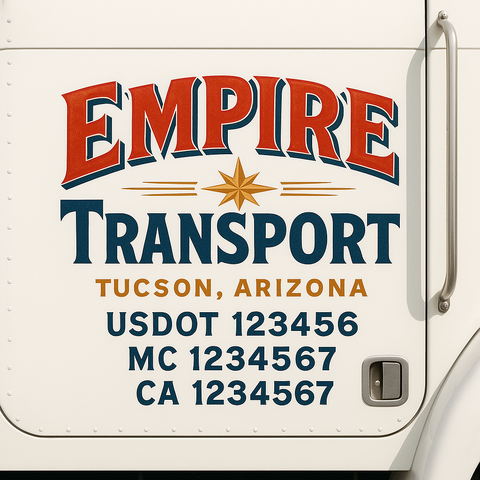 Custom Designed USDOT Truck Door Decal Lettering Signs For Semi-Trucks & Work Trucks (Set of 2)