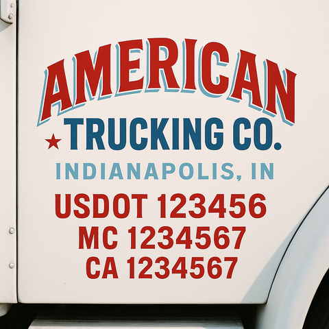 Custom Designed USDOT Truck Door Decal Lettering Signs For Semi-Trucks & Work Trucks (Set of 2)