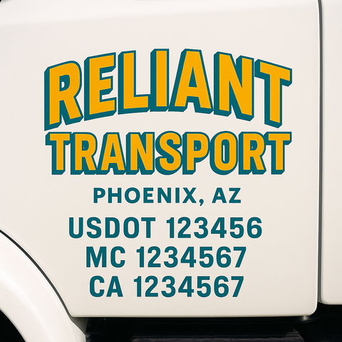 Custom Designed USDOT Truck Door Decal Lettering Signs For Semi-Trucks & Work Trucks (Set of 2)