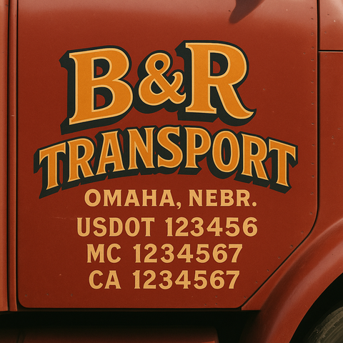 Custom Designed USDOT Truck Door Decal Lettering Signs For Semi-Trucks & Work Trucks (Set of 2)