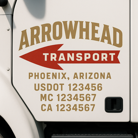 Custom Designed USDOT Truck Door Decal Lettering Signs For Semi-Trucks & Work Trucks (Set of 2)