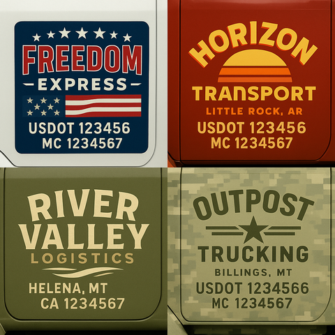 Custom Designed USDOT Truck Door Decal Lettering Signs For Semi-Trucks & Work Trucks (Set of 2)